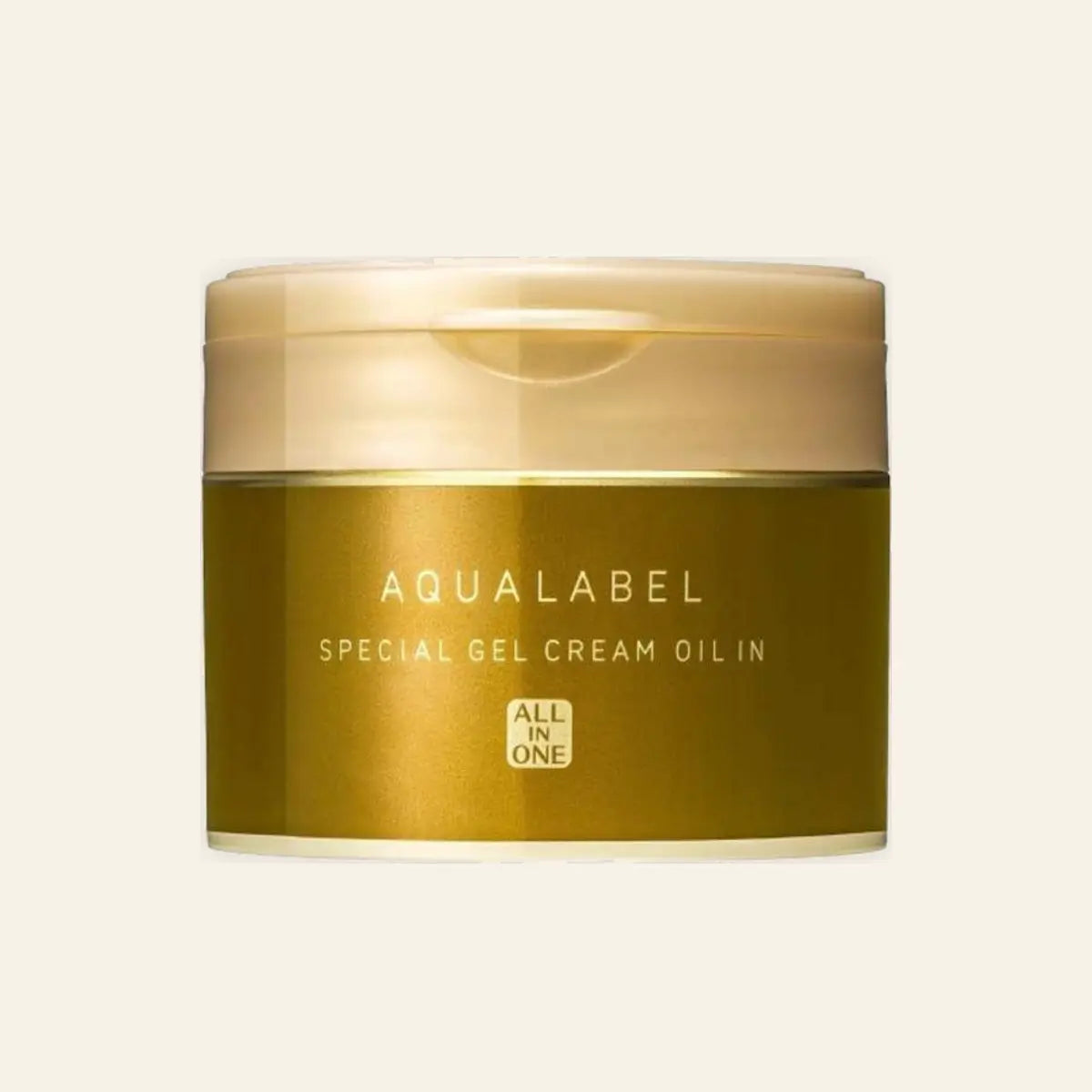 Aqualabel Special Gel Cream (Oil In) on a warm ivory background