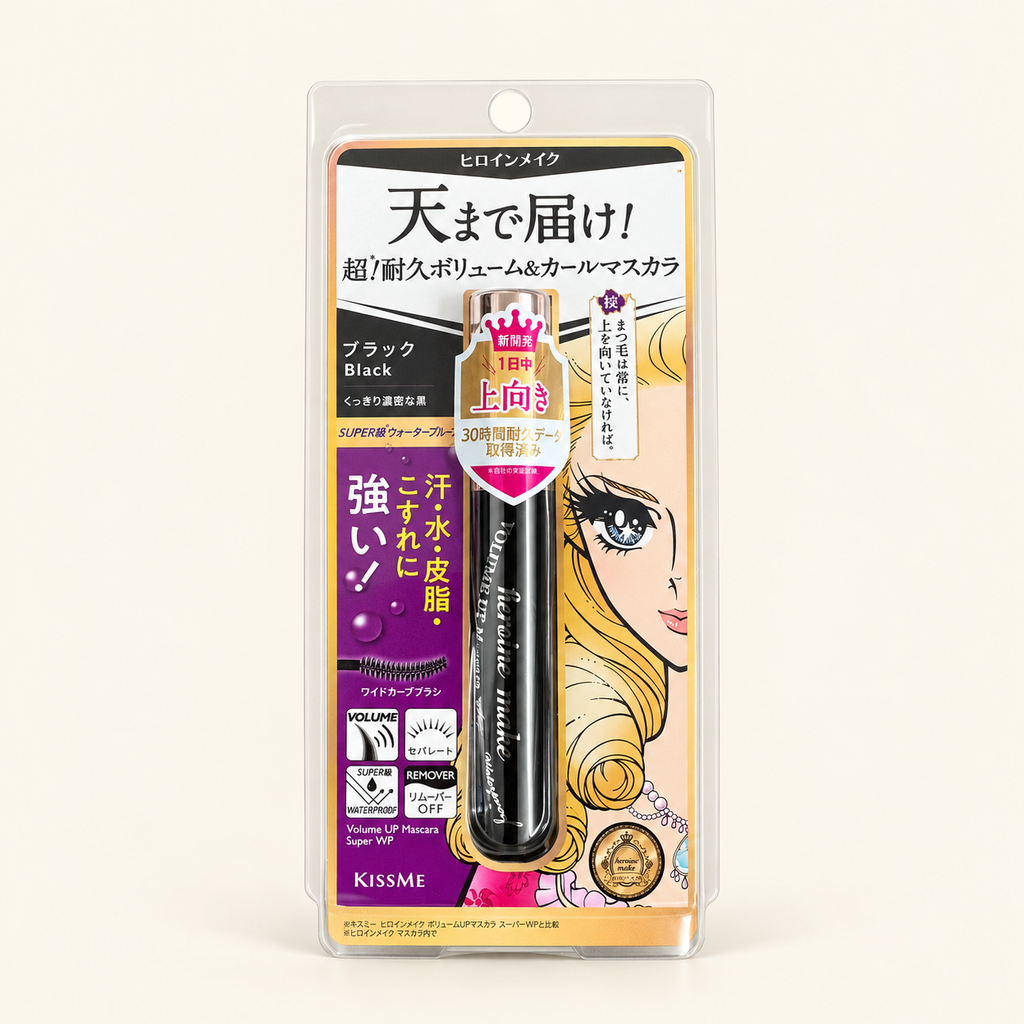 Heroine Make Volume UP Mascara Super WP N (01 Black) 6g on a warm ivory background