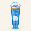 Senka Perfect Whip Facial Cleansing Foam 120g on a warm ivory background