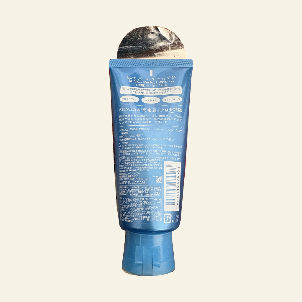 Senka Perfect Whip Facial Cleansing Foam 120g — back label
